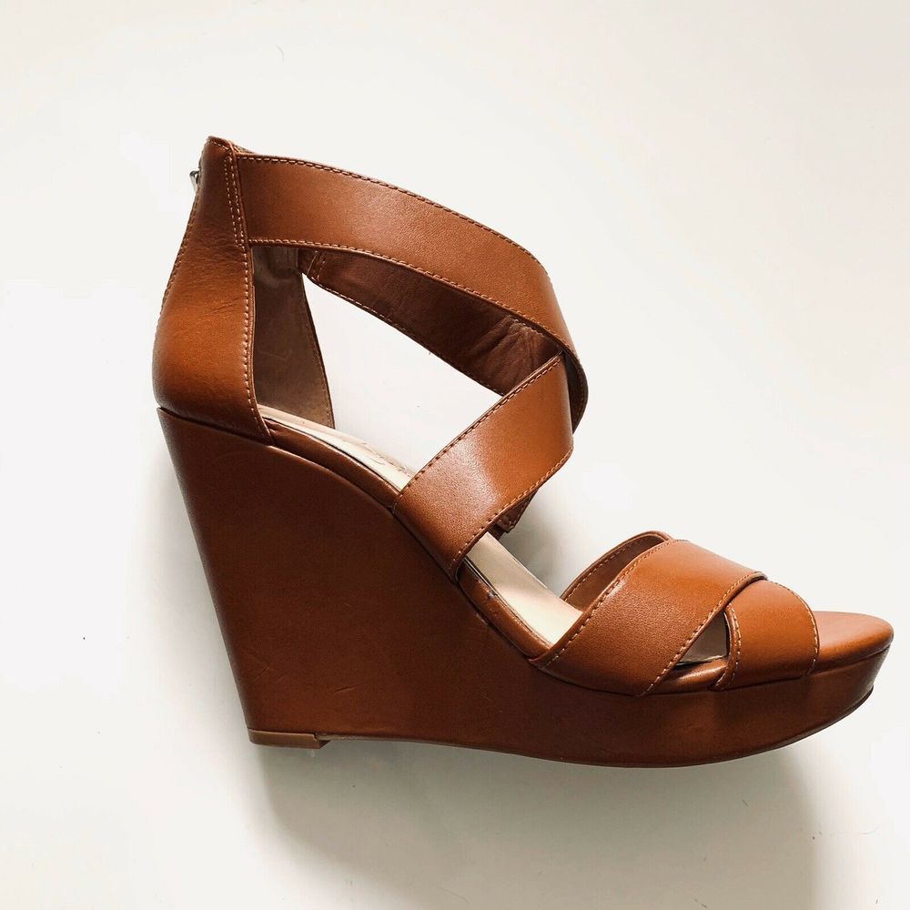 Jessica Simpson Jadyn Camel Leather Wedges - Picture 3 of 6